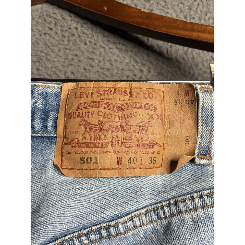 Vintage 90s Levi’s 501 Made in USA Denim Straight Leg Jeans Measured 38x35 - Picture 3 of 16